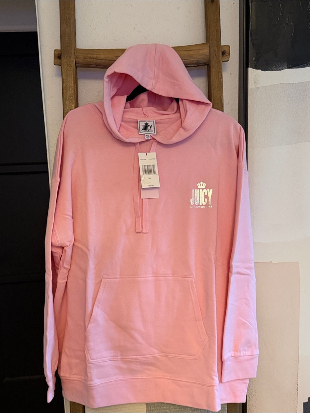 Juicy Couture Light Pink Pullover Hoodie with Logo